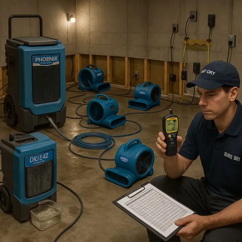 Structural Drying and Dehumidification process in Cade, LA
